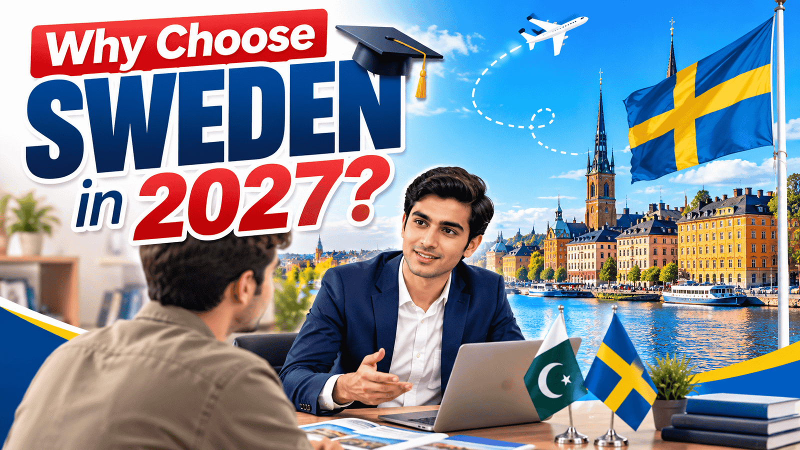 Student discussing with consultant why study in Sweden in 2027!